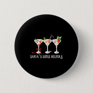 Badge Rond 5 Cm Drôle Rétro Le Petit Aide du Père Noël Martini Joy