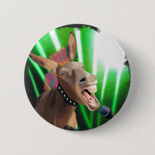 Badge Rond 5 Cm Drôle Rockstar Donkey