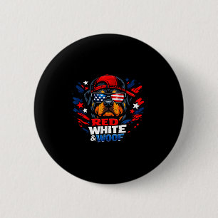 Badge Rond 5 Cm Drôle rouge blanc et ouaf rottweiler chien patriot