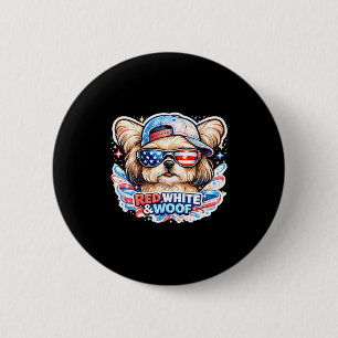 Badge Rond 5 Cm Drôle rouge blanc et ouah ouah chien maltais patri