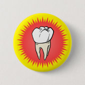 Badge Rond 5 Cm Drôle Rouge Blanc Extrait Molar Starburst Cartoon (Devant)