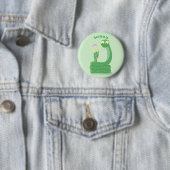 Badge Rond 5 Cm Drôle serpent vert avec caricature maraca (En situation)