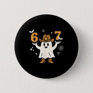 Badge Rond 5 Cm Drôle Six Sept 6 7 Mème Cowboy Fantôme Halloween C