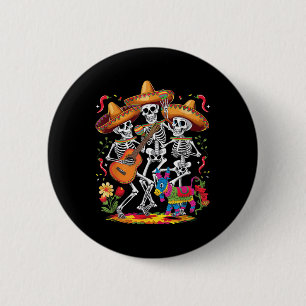 Badge Rond 5 Cm Drôle Skeleton Cinco De Mayo Fiesta Festival Mexic