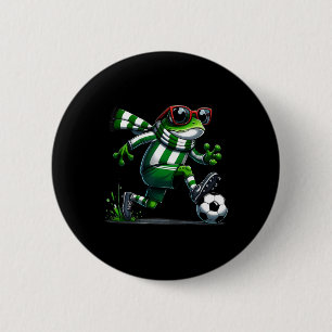 Badge Rond 5 Cm Drôle Soccer Frog Animal Graphic Frog Jouer Socc