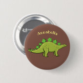 Badge Rond 5 Cm Drôle stegosaurus dinosaure dessin animé (Devant & derrière)