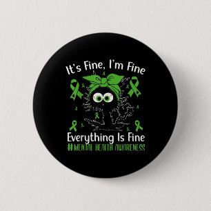 Badge Rond 5 Cm Drôle Stress Chat Hommes Femmes Mentale