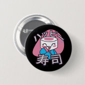 Badge Rond 5 Cm Drôle Sushi Master Dessin (Devant & derrière)