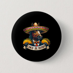 Badge Rond 5 Cm Drôle Taco Horse Racing Vintage Cinco De Der