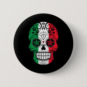Badge Rond 5 Cm Drôle tête crâne mexicaine Cinco De Mayo