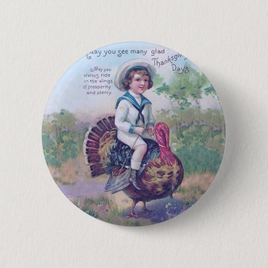 Badge Rond 5 Cm Drôle Thanksgiving Turquie (Devant)