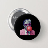 Badge Rond 5 Cm Drôle Trump Bubble Gum Yum Cadfts (Devant & derrière)
