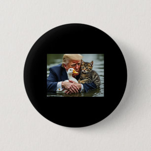 Badge Rond 5 Cm Drôle Trump Chat Et Canard Mèmes Noël Halloween