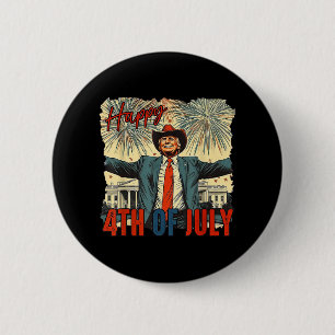Badge Rond 5 Cm Drôle Trump Joyeux Jour 4 juillet de l'Indépendanc