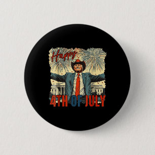 Badge Rond 5 Cm Drôle Trump Joyeux Jour 4 juillet de l'Indépendanc