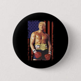 Badge Rond 5 Cm Drôle Trump Rocky Boxer Meme Boxer Us Flag Patrio