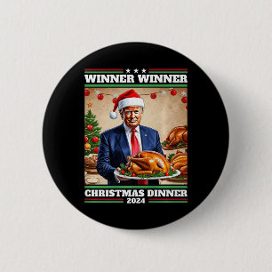 Badge Rond 5 Cm Drôle Trump vainqueur du dîner de Noël