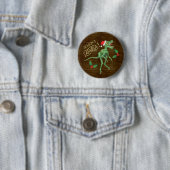 Badge Rond 5 Cm Drôle Velociraptor de Noël Dinosaur Mange (En situation)