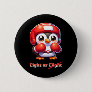 Badge Rond 5 Cm Drôle Vol De Pingouin Ou Battre Boxe Mixed martial