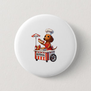 Badge Rond 5 Cm Drôle Weenie Dachshund Chien Saucisse Hotdog Sandw