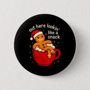 Badge Rond 5 Cm Drôles de biscuits de Noël au pain d'épice pour ga