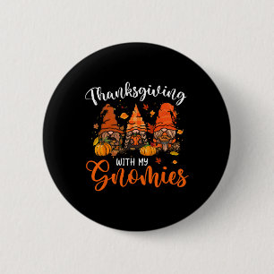 Badge Rond 5 Cm Drôles de Gnomes de Thanksgiving Gnomes Amoureux F