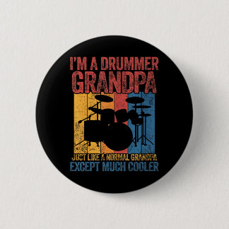 Badge Rond 5 Cm Drummer Grandpa Drumming Grand-père Fête des pères