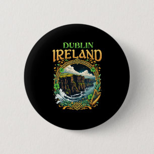 Badge Rond 5 Cm Dublin Irlande Souvenir Falaises marines Vacances