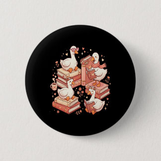 Badge Rond 5 Cm Duck Reading Books Librarian Valentine Teacher Val