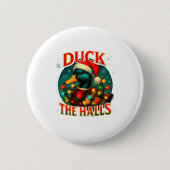 Badge Rond 5 Cm Duck The Halls Funny Christmas Lights Hunting Seas (Devant)