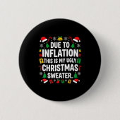 Badge Rond 5 Cm Due To Inflation Ugly Christmas Sweater Shirt Men  (Devant)