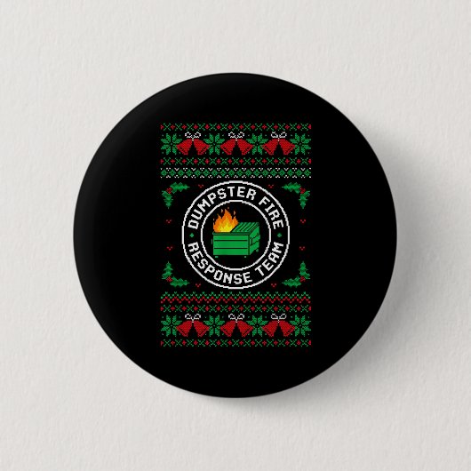 Badge Rond 5 Cm Dumpster Fire Resnse Team Ugly Christmas Sweater X (Devant)