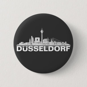 Badge Rond 5 Cm Düsseldorf City Skyline Button / Pin / Contagier