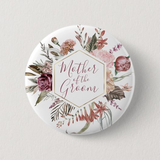 Badge Rond 5 Cm Dusty Rose Mère du bouton Groom (Devant)