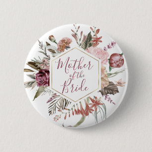 Badge Rond 5 Cm Dusty Rose mère du bouton Mariée
