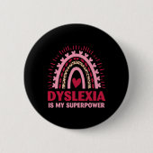 Badge Rond 5 Cm Dyslexie Rétro Est Ma Lecture Dyslectique Superpui (Devant)