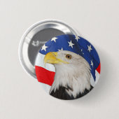Badge Rond 5 Cm Eagle chauve patriotique et drapeau américain (Devant & derrière)