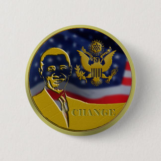 Badge Rond 5 Cm Eagle, Obama, changement - customisé