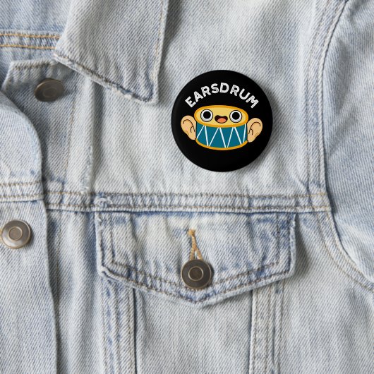 Badge Rond 5 Cm Earsdrum Funny Drummer Eardrum Pun Dark BG (En situation)
