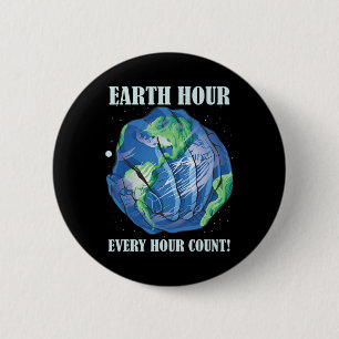 Badge Rond 5 Cm Earth Hour Chaque Heure Ne Peut Sauver Notre Planè