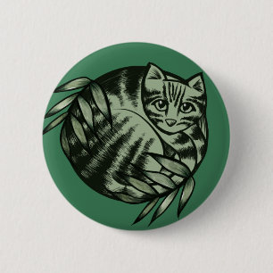 Badge Rond 5 Cm Earth Nature Tiger Strier Tabby Cat Art