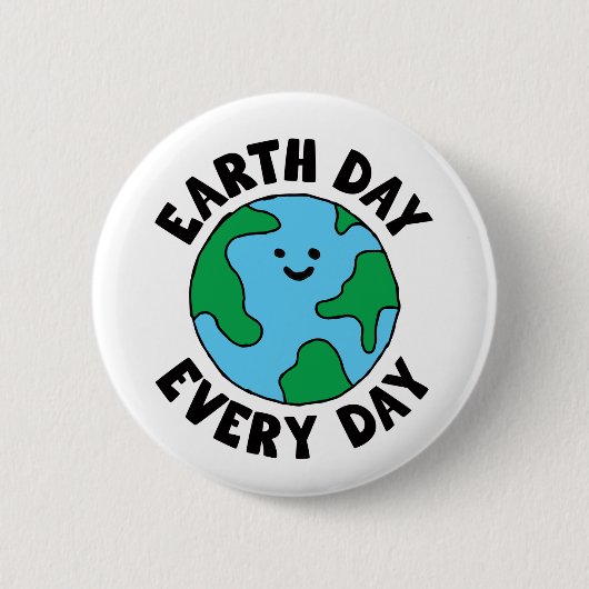 Badge Rond 5 Cm EarthDay Quotidien Écofriendly Icône Happy Earth C (Devant)