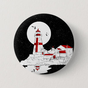Badge Rond 5 Cm East Quoddy Head Phare plat