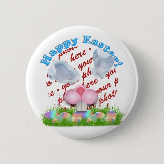 Badge Rond 5 Cm Easter Bunny (Ears & Nose Adjustable) Photo Frame (Devant)