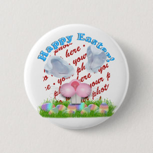 Badge Rond 5 Cm Easter Bunny (Ears & Nose Adjustable) Photo Frame