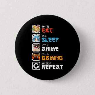 Badge Rond 5 Cm Eat Sleep Anime Gaming Repeat Gamer Men Teen Boy G
