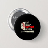 Badge Rond 5 Cm Eat Sleep Baseball Repeat Funny Baseball Player (Devant & derrière)