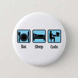 Badge Rond 5 Cm Eat Sleep Code