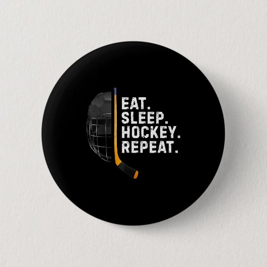 Badge Rond 5 Cm Eat Sleep Hockey Repea Funny Cool Hockey Player (Devant)