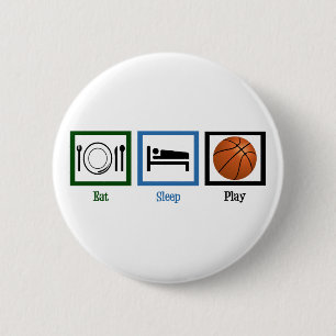 Badge Rond 5 Cm Eat Sleep Jouer Au Basket